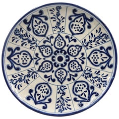 Authentic Talavera Decorative Plate Folk Art Dish Mexican Ceramic Blue White
