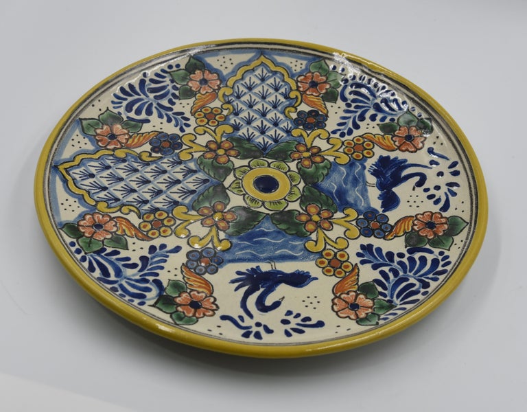 Authentic Talavera Decorative Plate Folk Art Wall Hanging Mexican Ceramic Puebla At 1stdibs