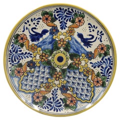 Authentic Talavera Decorative Plate Folk Art Wall Hanging Mexican Ceramic Puebla