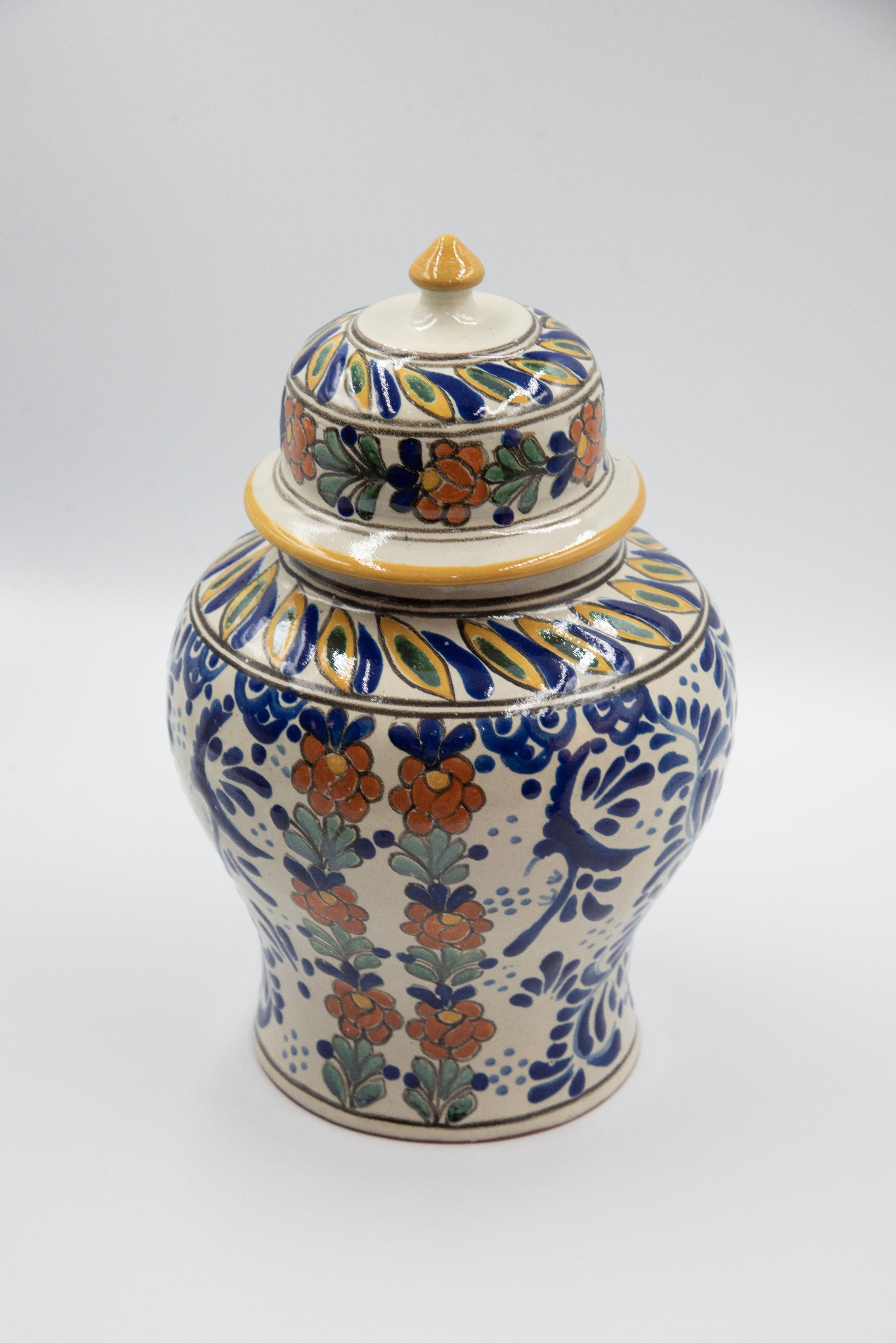 blue and white talavera vase