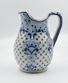 Authentic Talavera Water Pitcher Ceramic Mexican Pottery Traditional Colonial