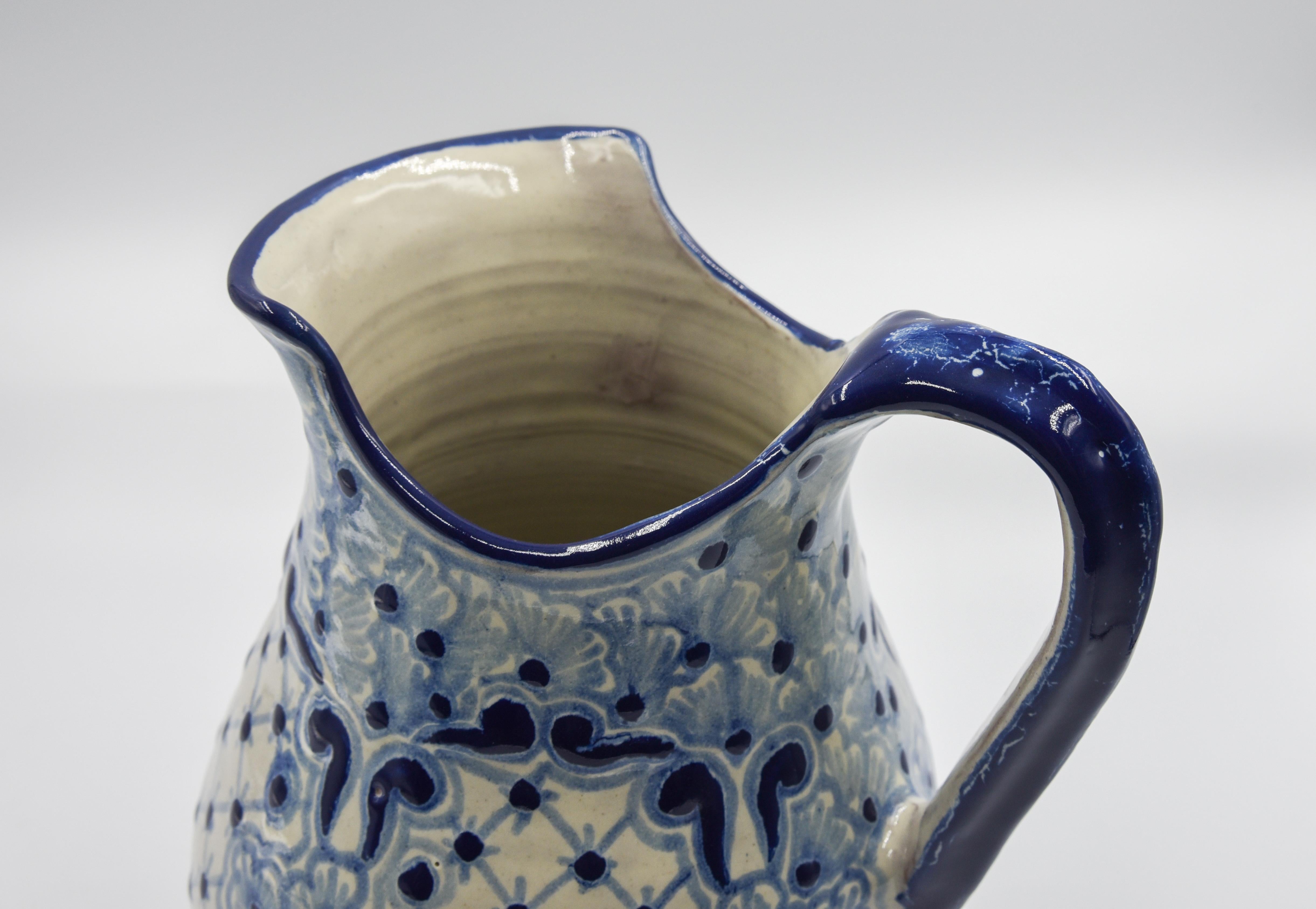 Spanish Colonial Authentic Talavera Water Pitcher Ceramic Mexican Pottery Traditional Colonial