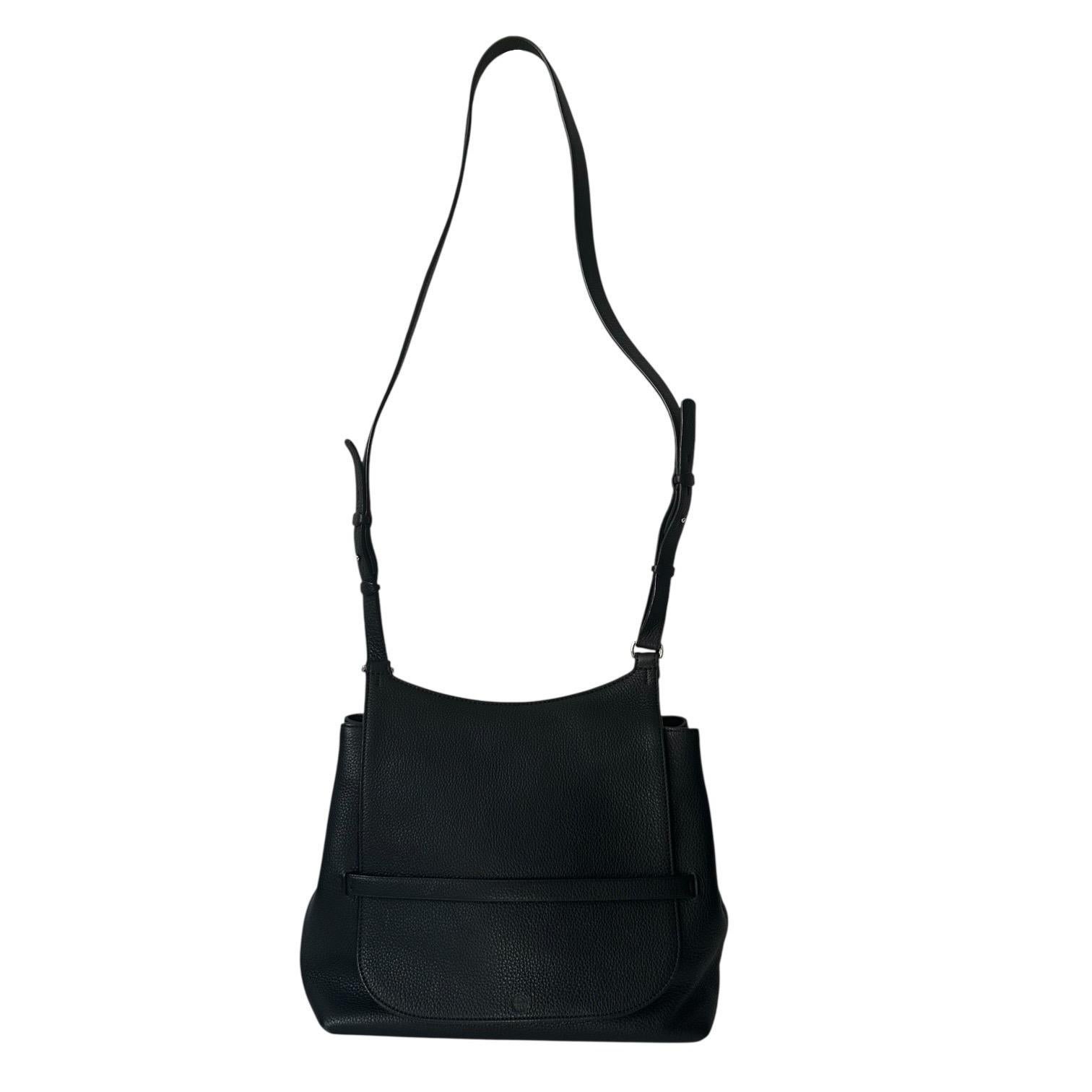 Authentic The Row Sideby Crossbody Bag - Black Pebbled Leather