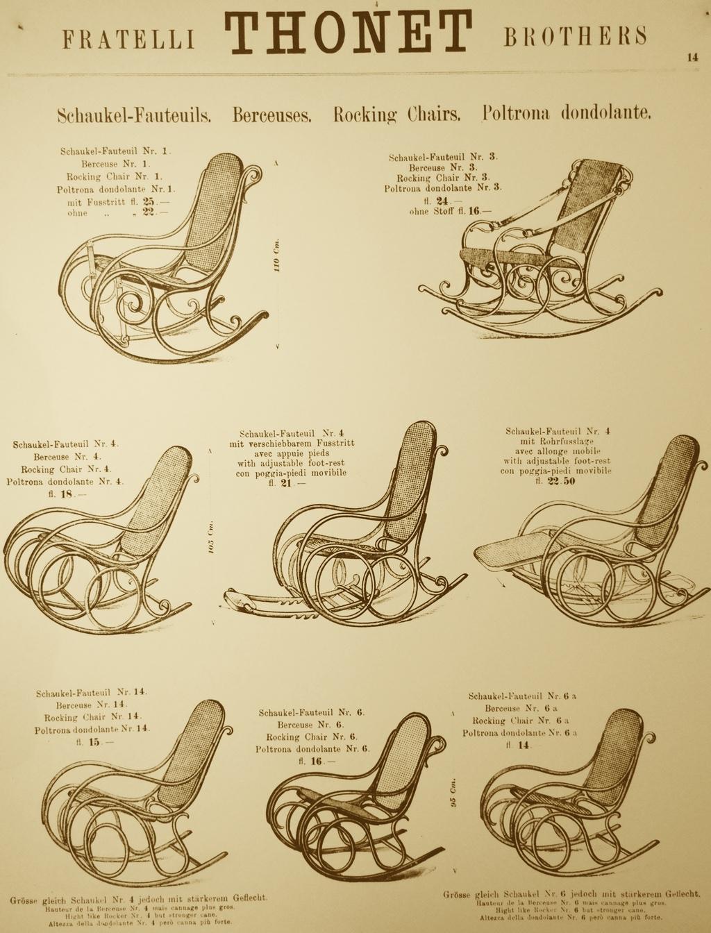 Jugendstil Authentique chaise à bascule Thonet n° 10 en bois de hêtre et rotin, vers 1890