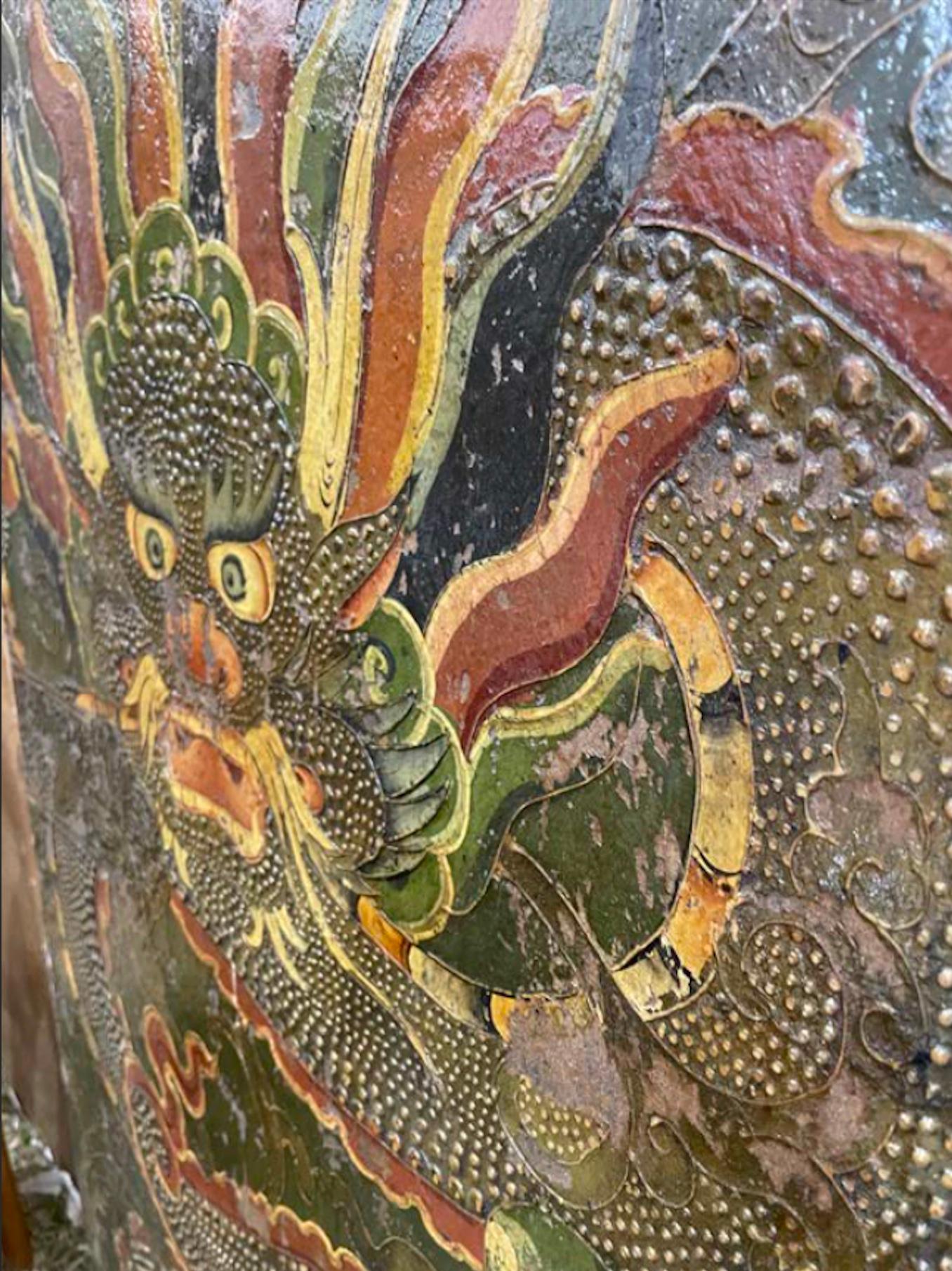 Authentic Tibetan Monastery door
That was hand painted by Tibetan Monks 
Paint is textured and 3D in areas.
 