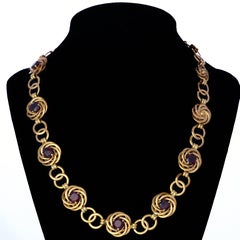 Authentic Tiffany and Co. 14kt Gold and Garnet Necklace, Circa 1960