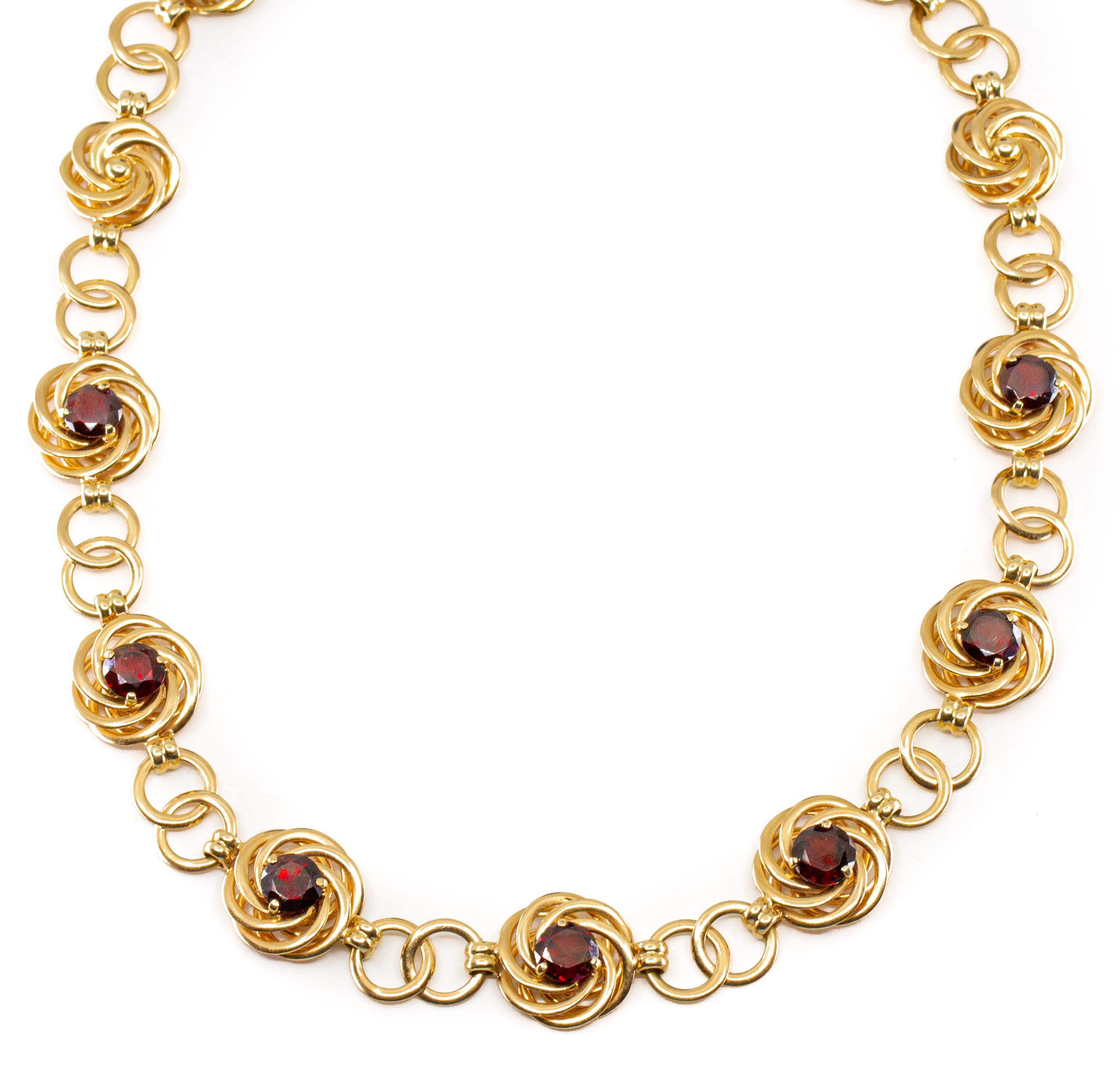 Authentic Tiffany and Co. 14kt Gold and Garnet Necklace, Circa 1960 1