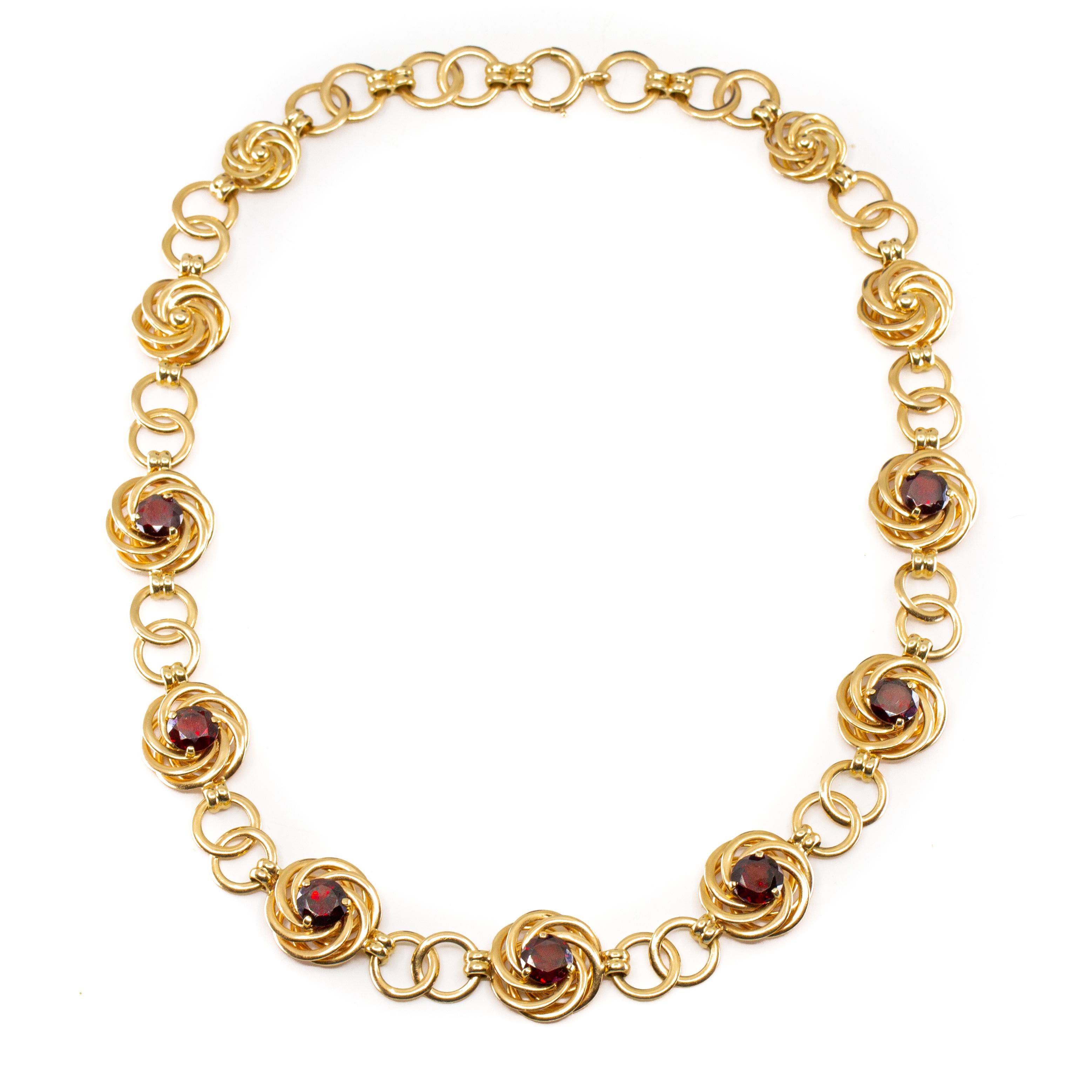 Authentic Tiffany and Co. 14kt Gold and Garnet Necklace, Circa 1960 2