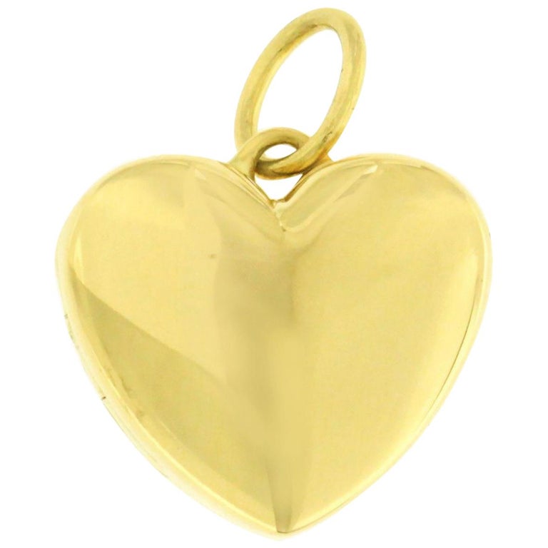 Authentic Tiffany and Co. 18 Karat Yellow Gold Heart Locket Pendant For ...