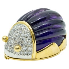 Auténtico broche escarabajo TIFFANY & CO 18K Platino Diamante Amatista