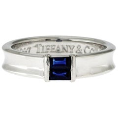 Authentic Tiffany & Co. 18 Karat White Gold Sapphire Band Ring