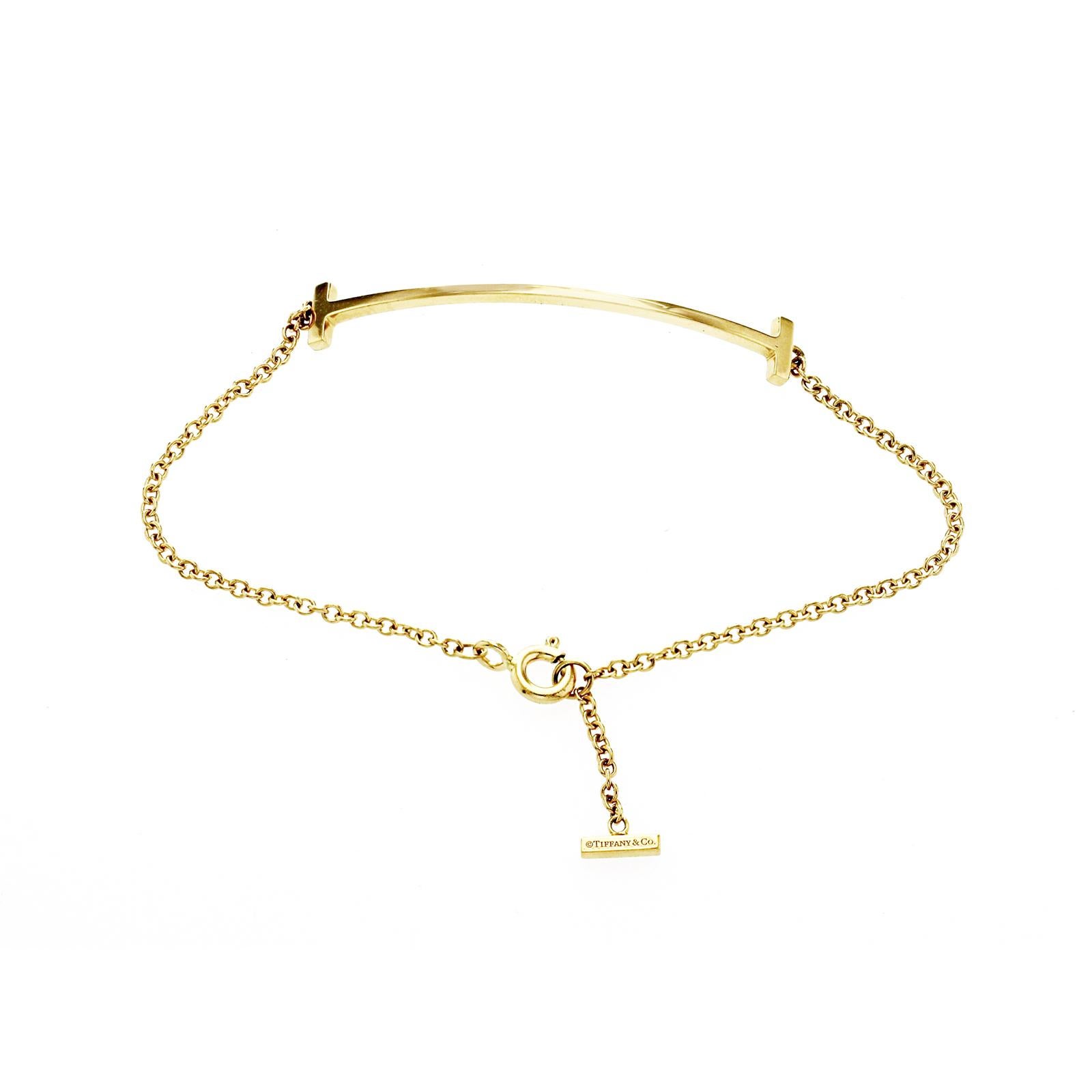 Women's or Men's Authentic TIFFANY & Co. 18K White Gold T Smile Bracelet Size 6