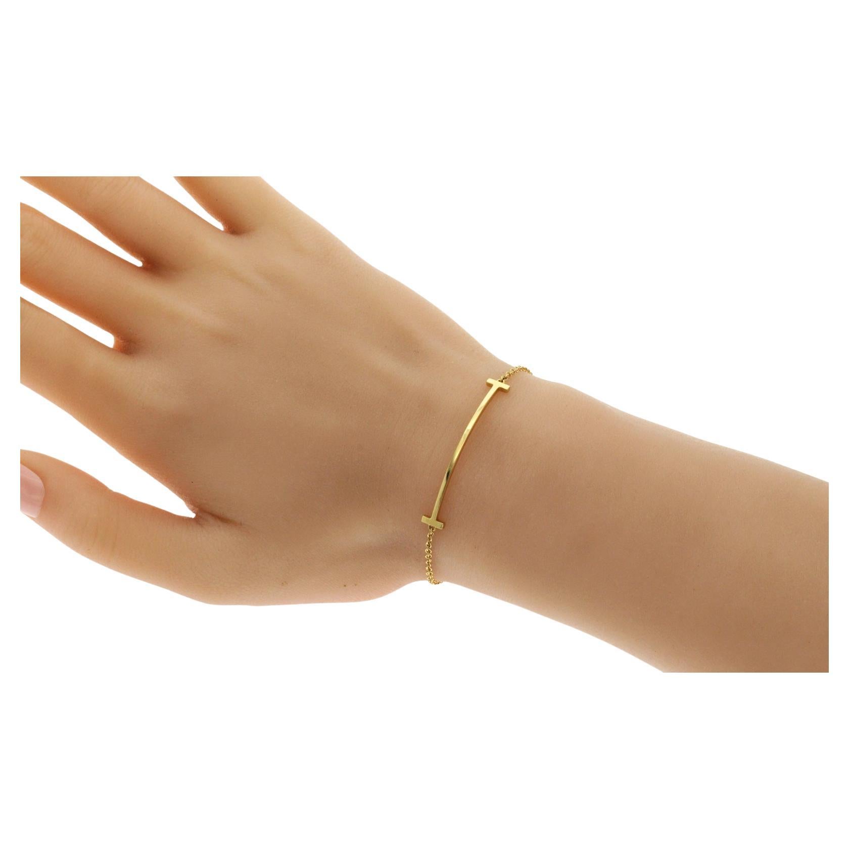 Authentic TIFFANY & Co. 18K White Gold T Smile Bracelet Size 6"
