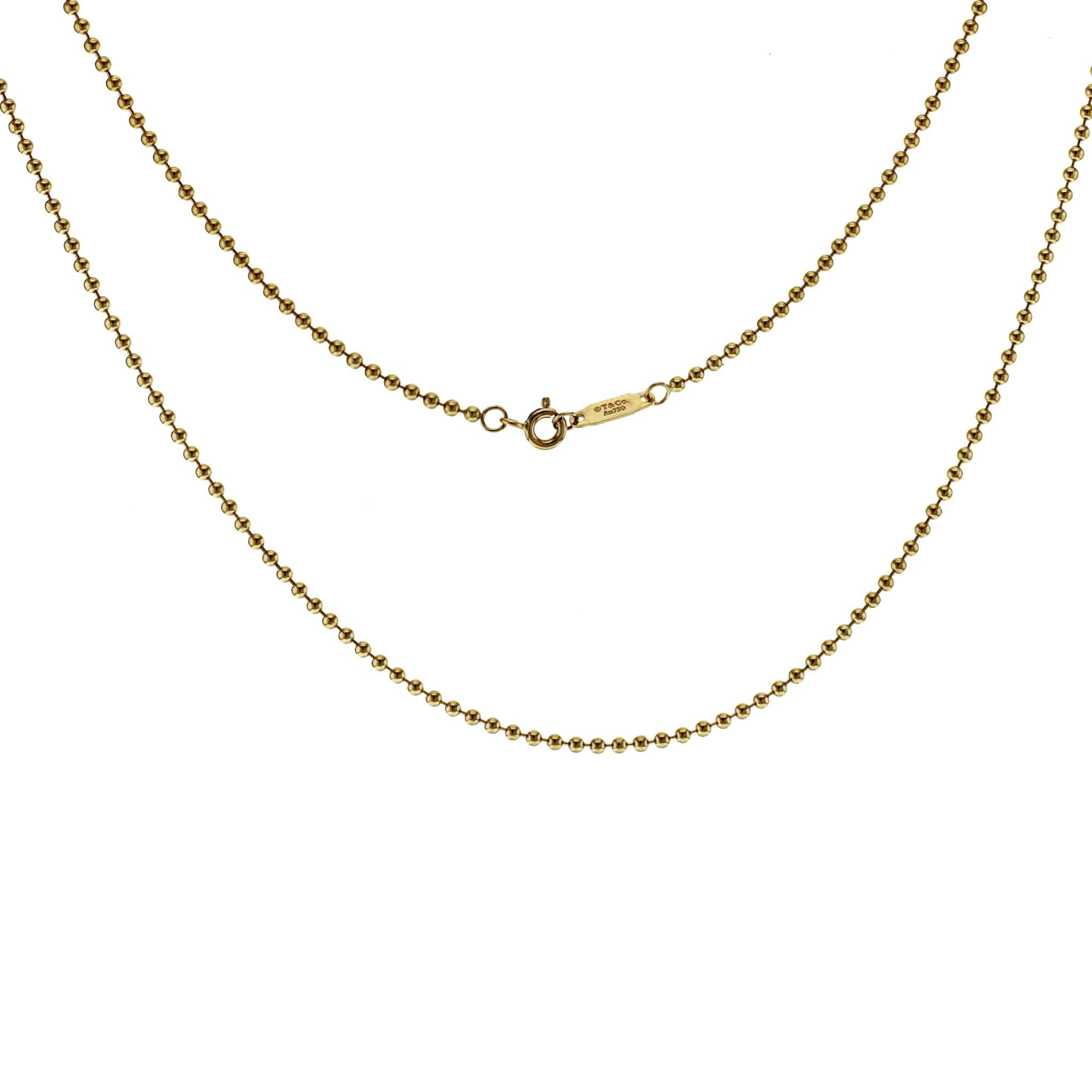 Authentic Tiffany & Co. 18K Yellow Gold Beaded Ball Chain Necklace Size 24