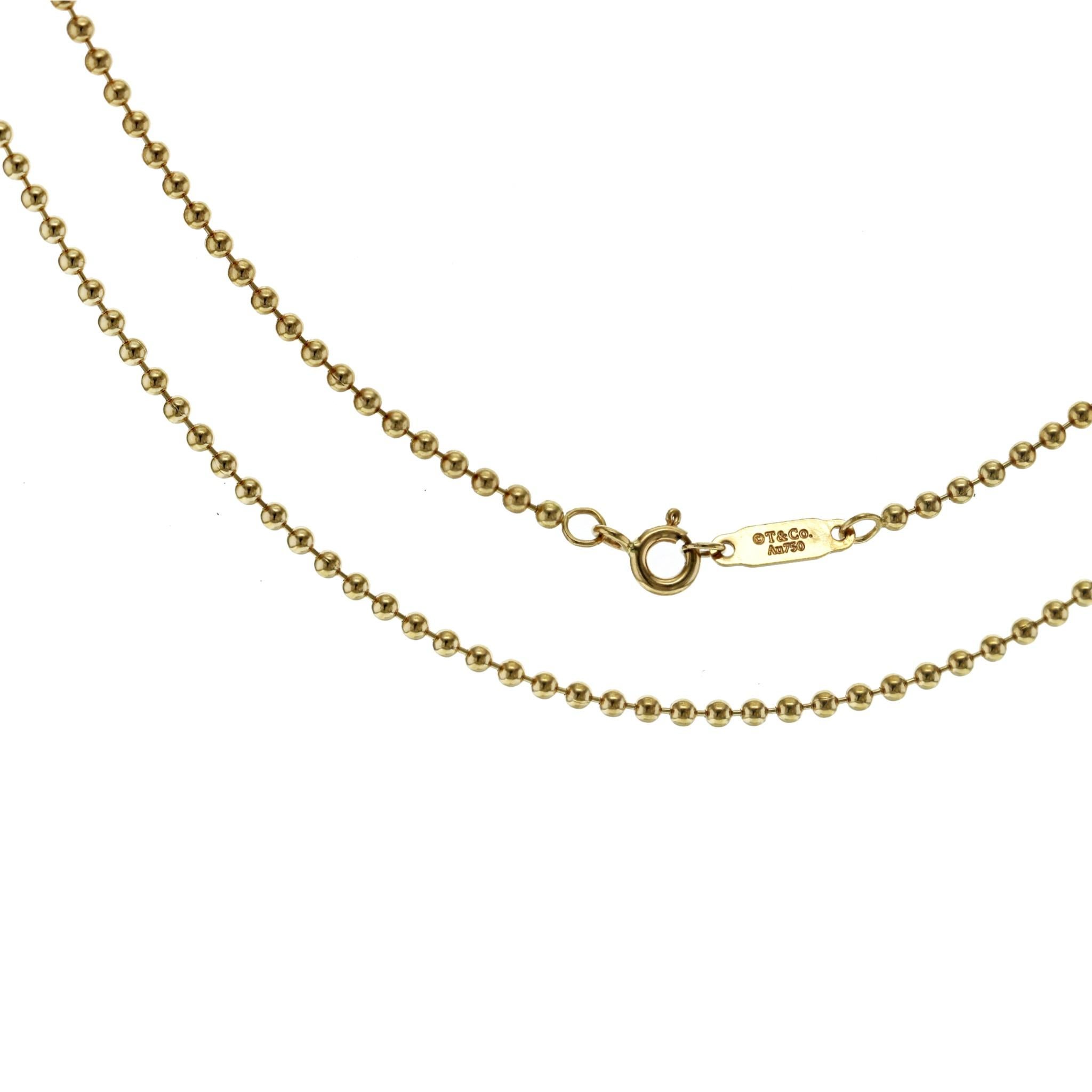 Women's or Men's Authentic Tiffany & Co. 18K Yellow Gold Beaded Ball Chain Necklace Size 24