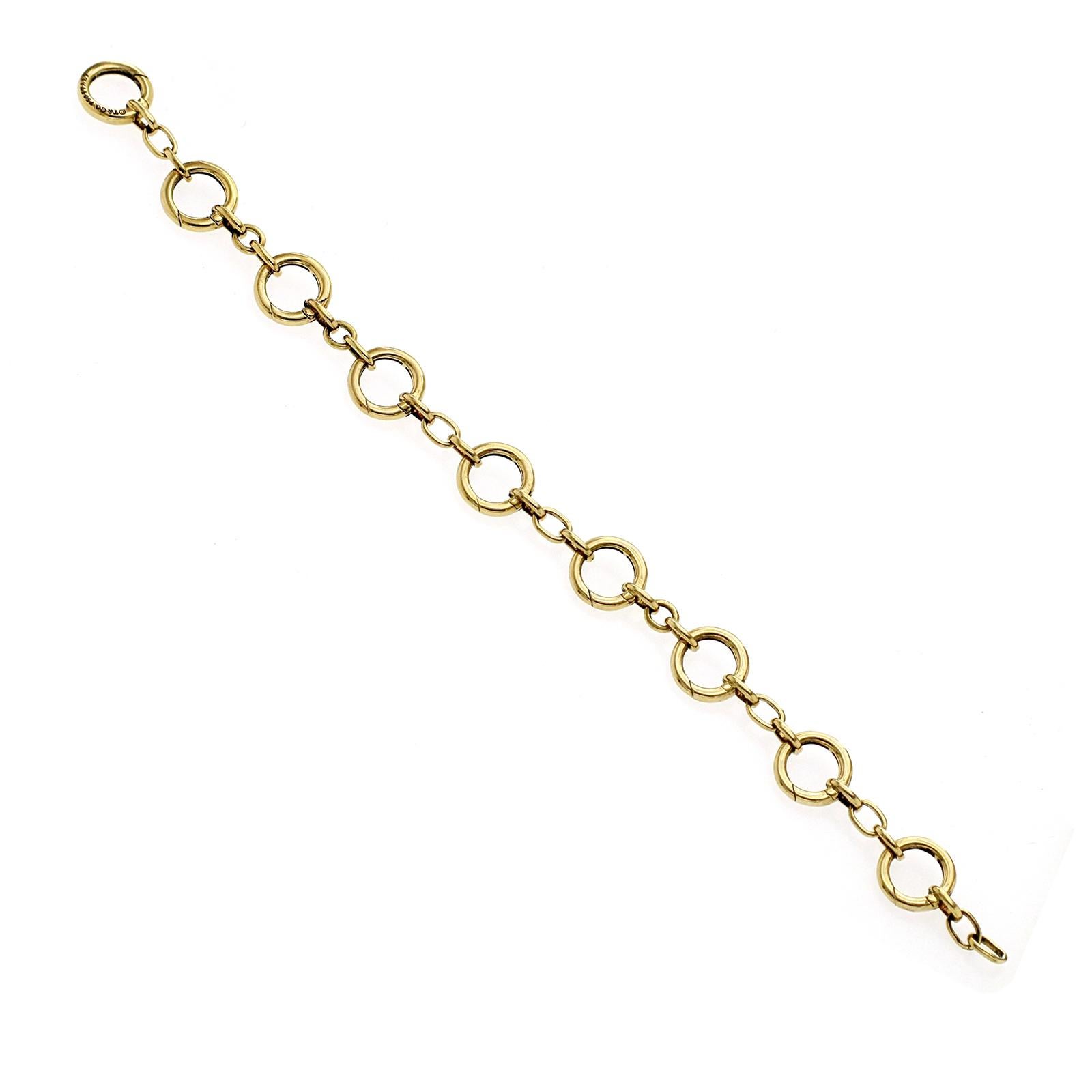 Women's or Men's Authentic TIFFANY & CO 18K Yellow Gold Cable Link Charm Beads Bracelet