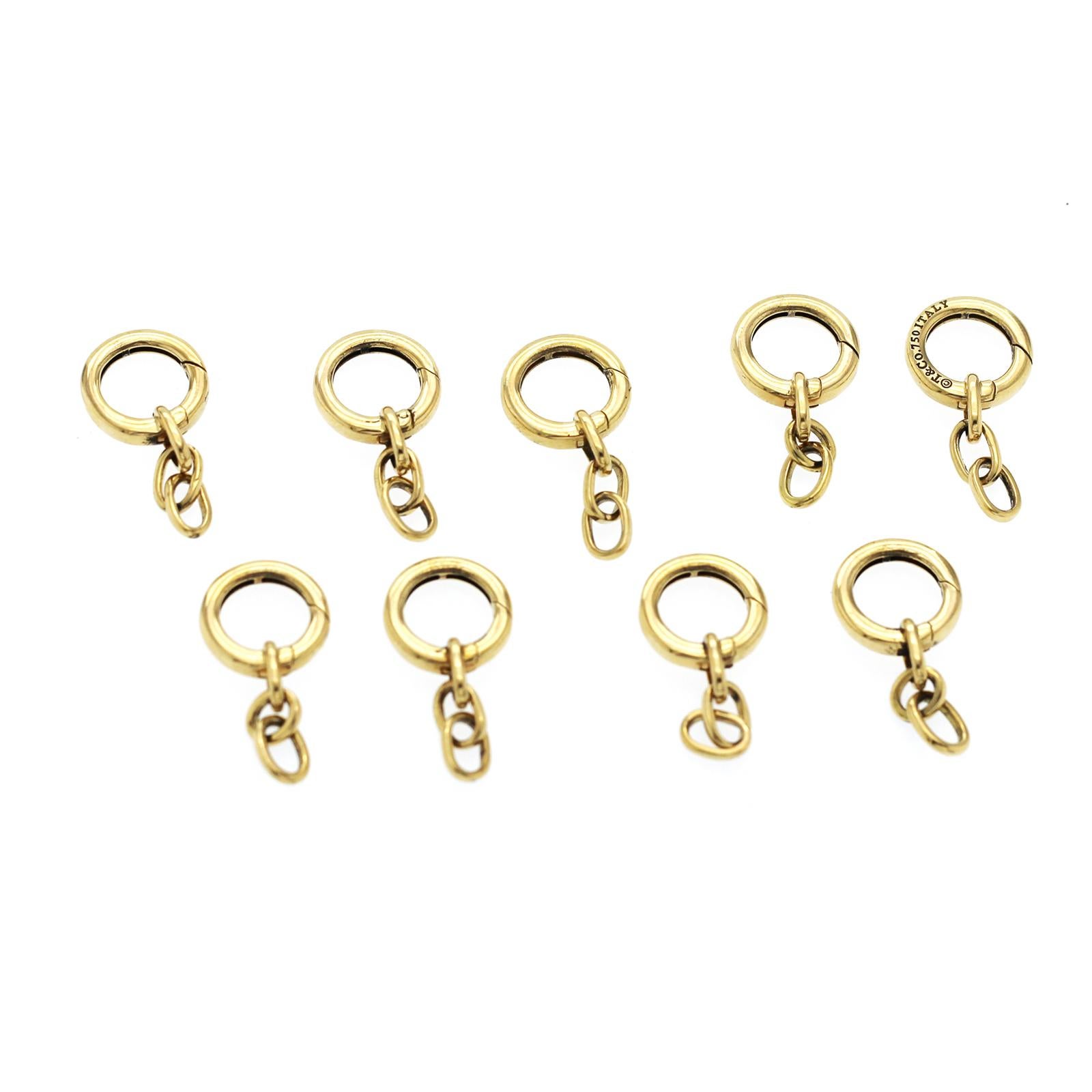 Authentic TIFFANY & CO 18K Yellow Gold Cable Link Charm Beads Bracelet 1