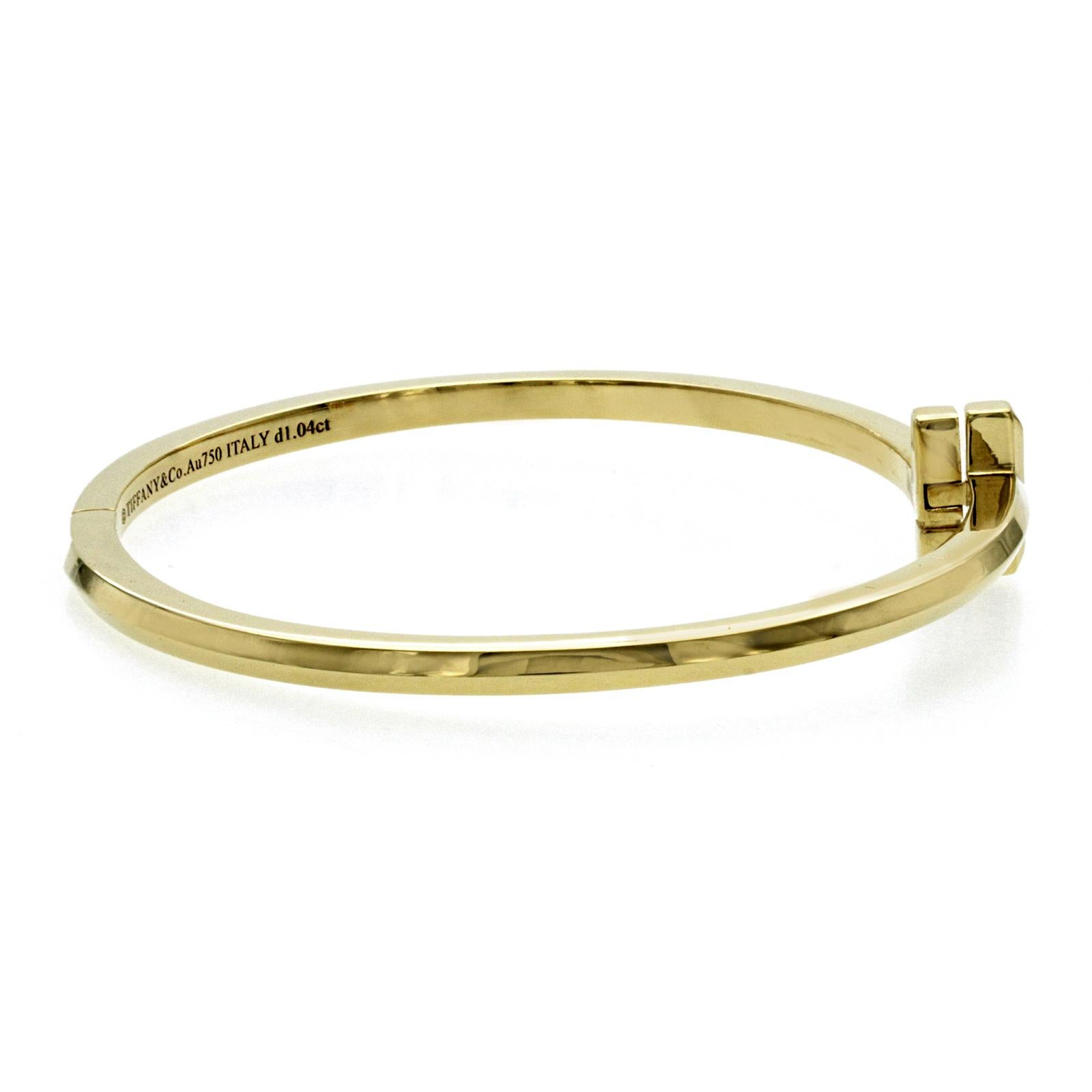 Authentischer Tiffany & Co Armreif mit Scharnier, 18 Karat Gelbgold Diamanten T1 1