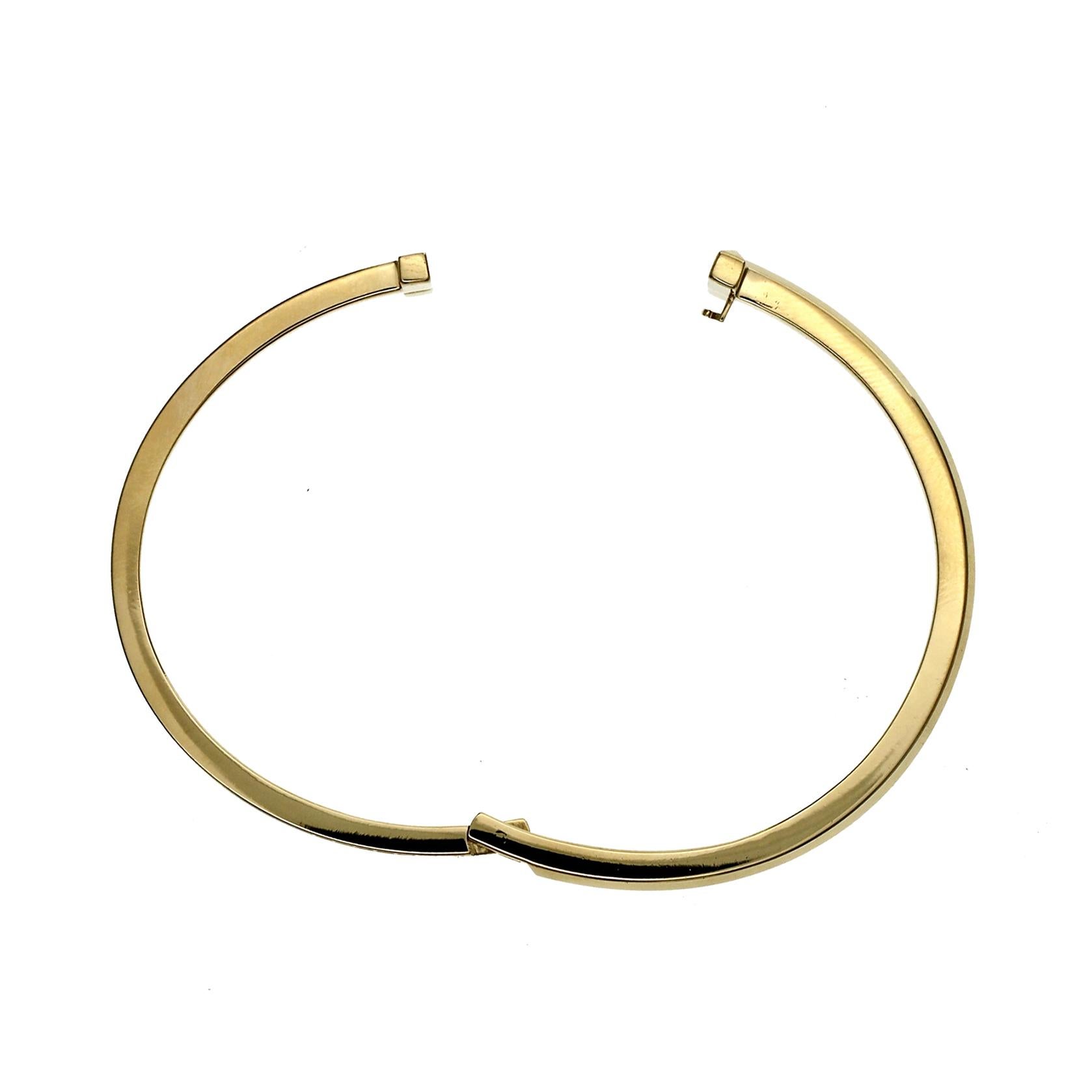 Authentischer Tiffany & Co Armreif mit Scharnier, 18 Karat Gelbgold Diamanten T1 4