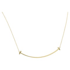 Authentic Tiffany & Co. 18K Yellow Gold Large Smile T Pendant Necklace