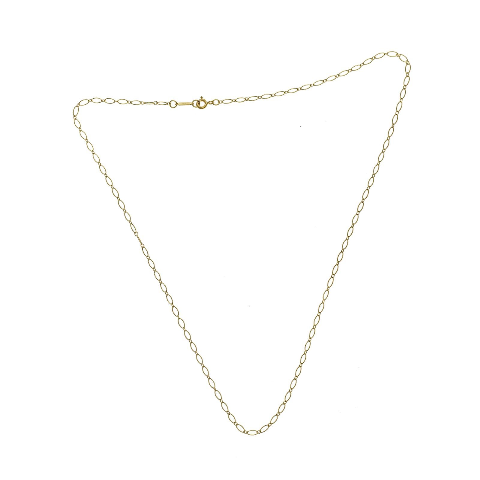 Authentic Tiffany and Co. 18K Yellow Gold Oval Link Chain Necklace Size