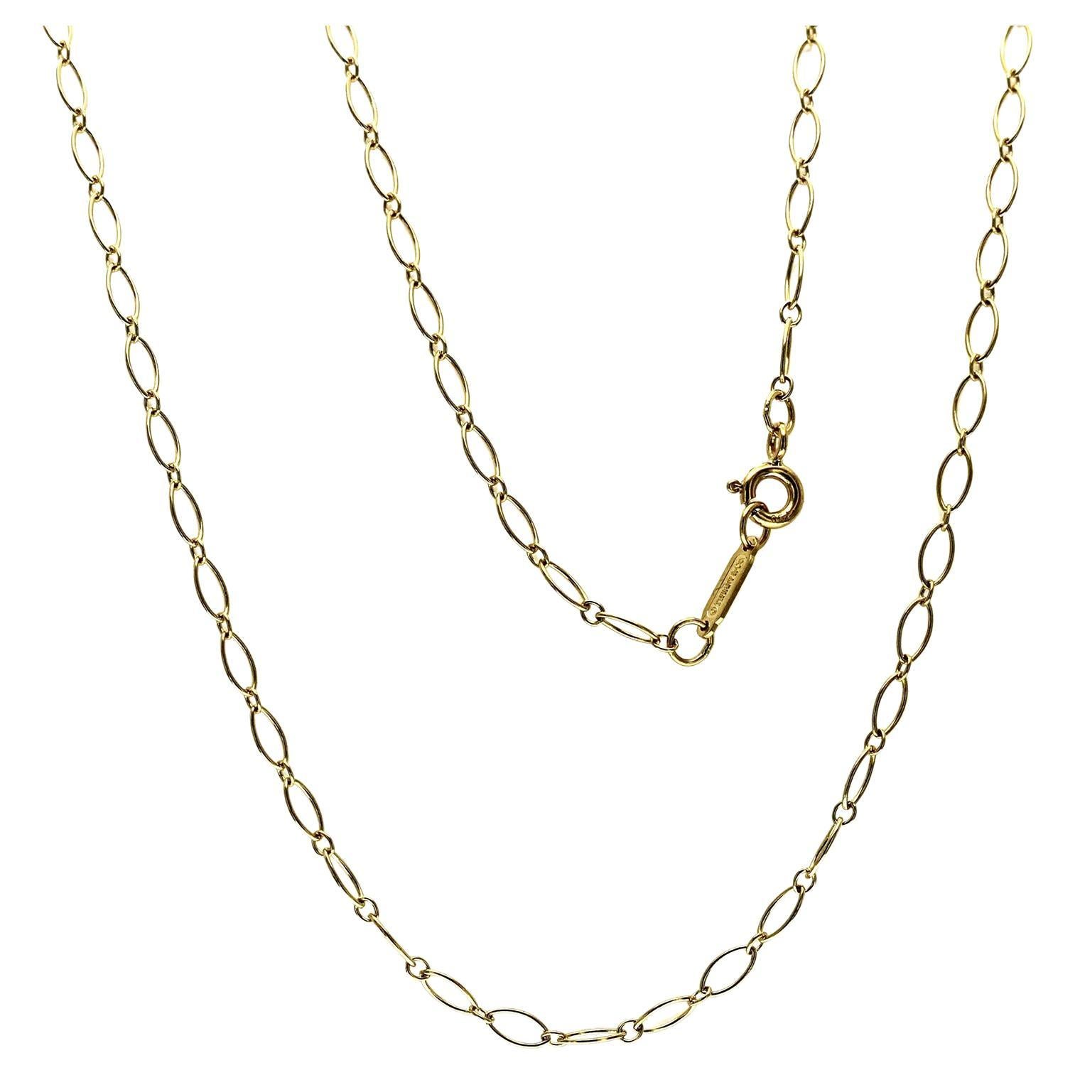 Authentic Tiffany and Co. 18K Yellow Gold Oval Link Chain Necklace Size