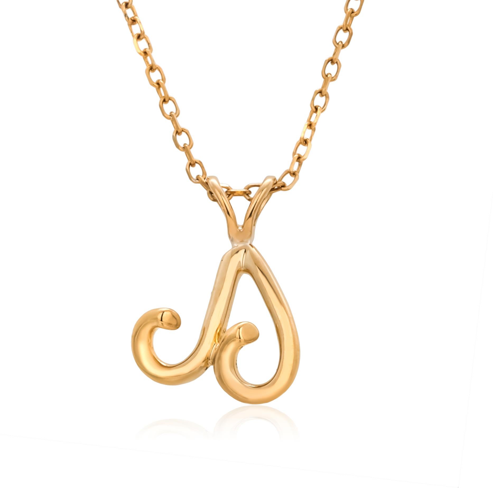 Authentic Tiffany Co 18K Yellow Gold Vintage Aries Ram Zodiac Pendant Necklace 4
