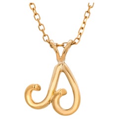 Authentic Tiffany Co 18K Yellow Gold Vintage Aries Ram Zodiac Pendant Necklace
