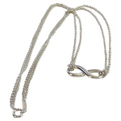 Authentic Tiffany & Co 925 Silver Infinity Pendant with Double Chain Necklace