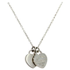 Authentic Tiffany & Co. 925 Sterling Silver Double Hearts Tag Necklace