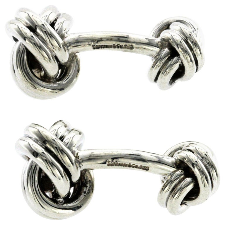 Authentic Tiffany and Co. 925 Sterling Silver Knot Cuff Links Cufflinks