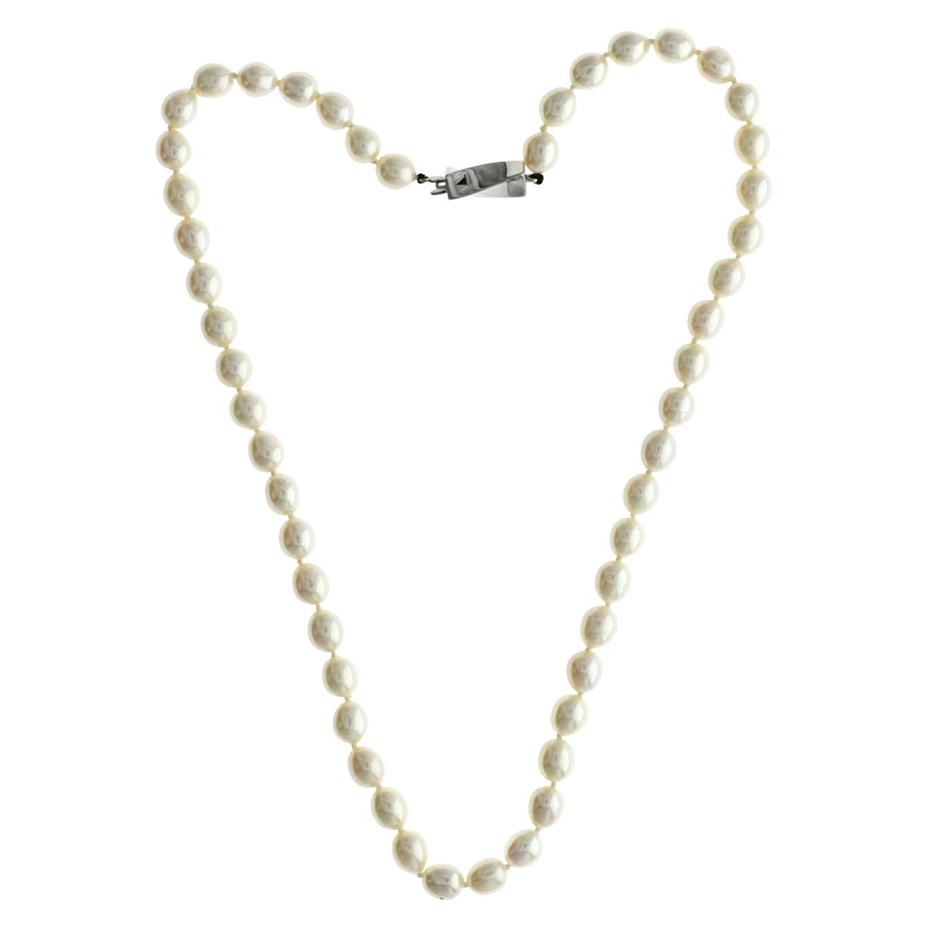 925 Sterling Silver Pearl Necklace 