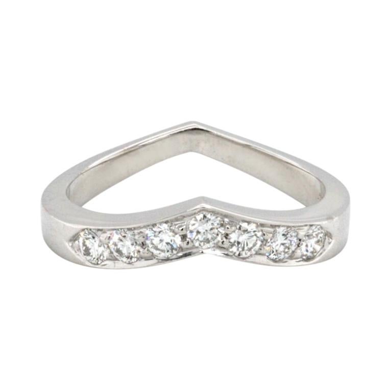 Authentic Tiffany & Co. 950 Platinum Heart V Shape Wedding Band Ring