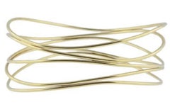 Authentic Tiffany & Co. Elsa Peretti 18k Wave 5 Row Bracelet Bangle Yellow Gold