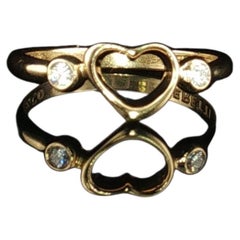 Authentic Tiffany & Co. Elsa Peretti 18K Yellow Gold Open Heart Diamond Ring