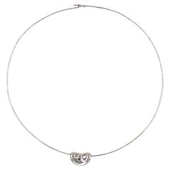 Authentic Tiffany & Co Elsa Peretti Platinum Bean Pendant Wire Necklace