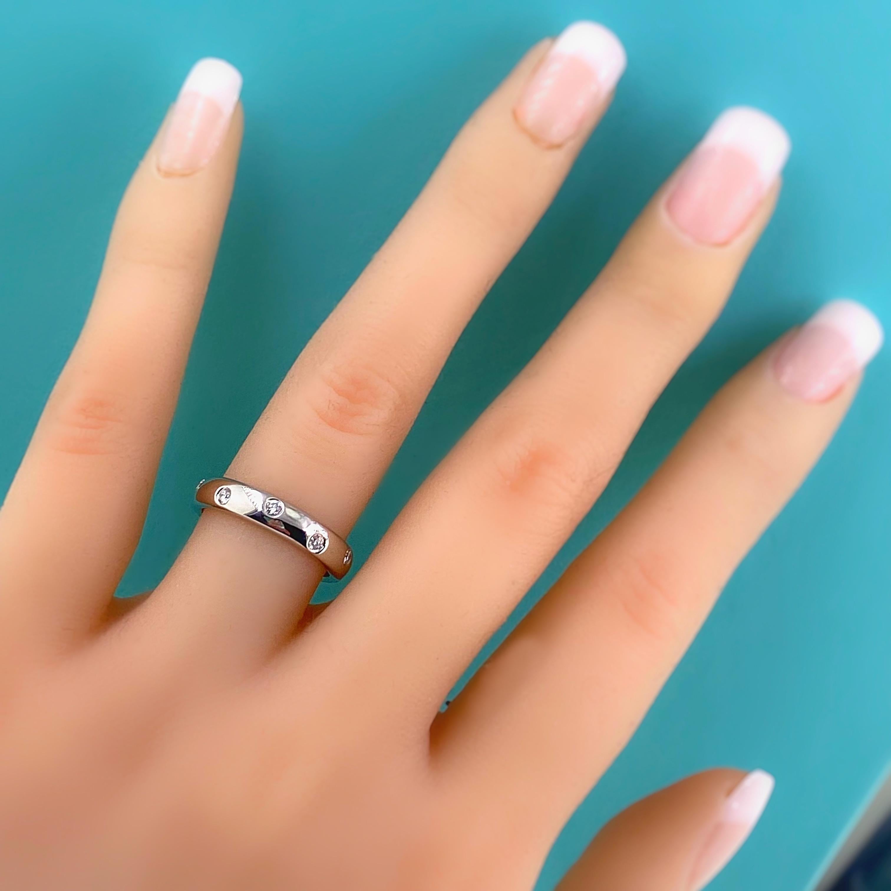 Round Cut Authentic Tiffany & Co. Etoile Diamond Wedding Band Ring in Platinum