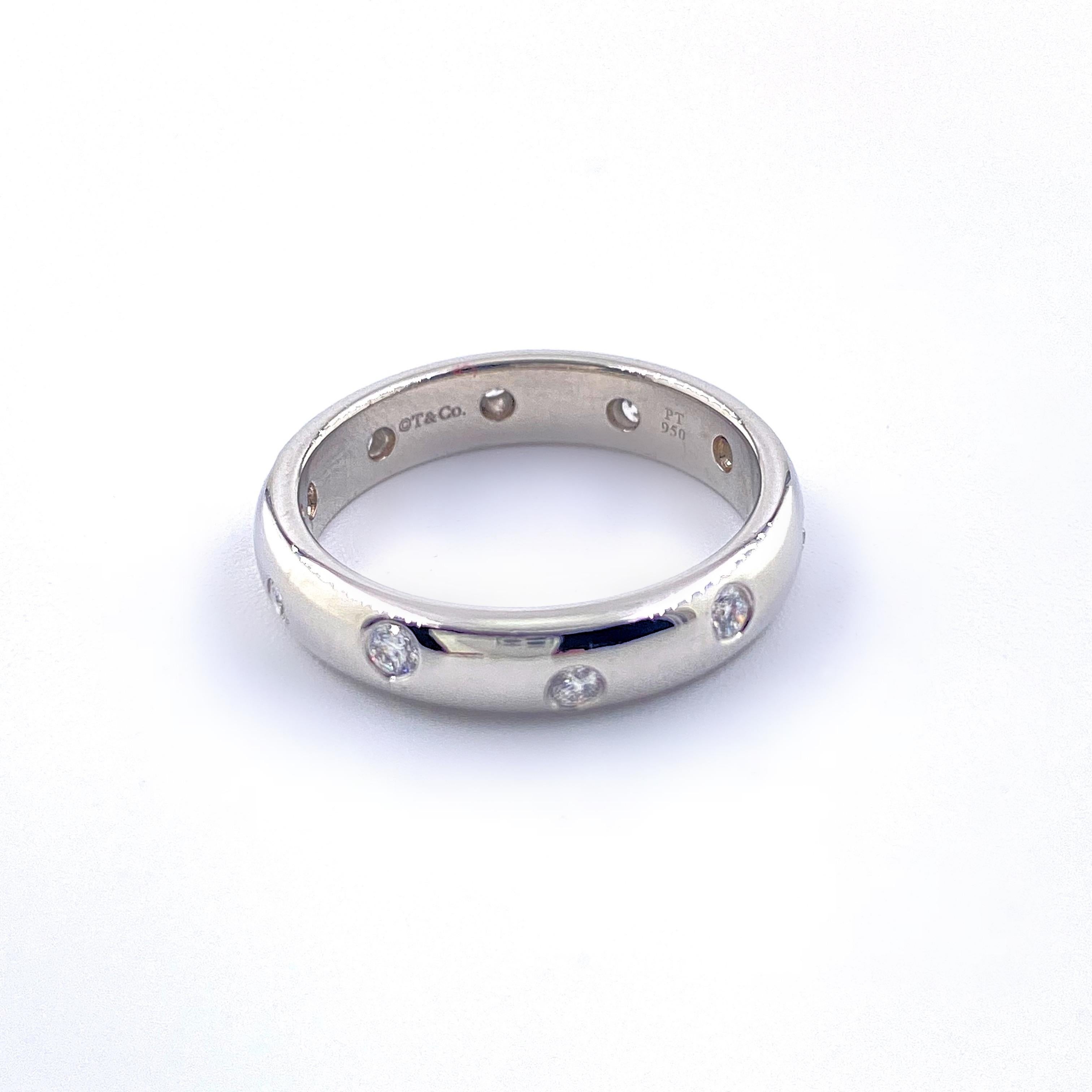 Women's or Men's Authentic Tiffany & Co. Etoile Diamond Wedding Band Ring in Platinum