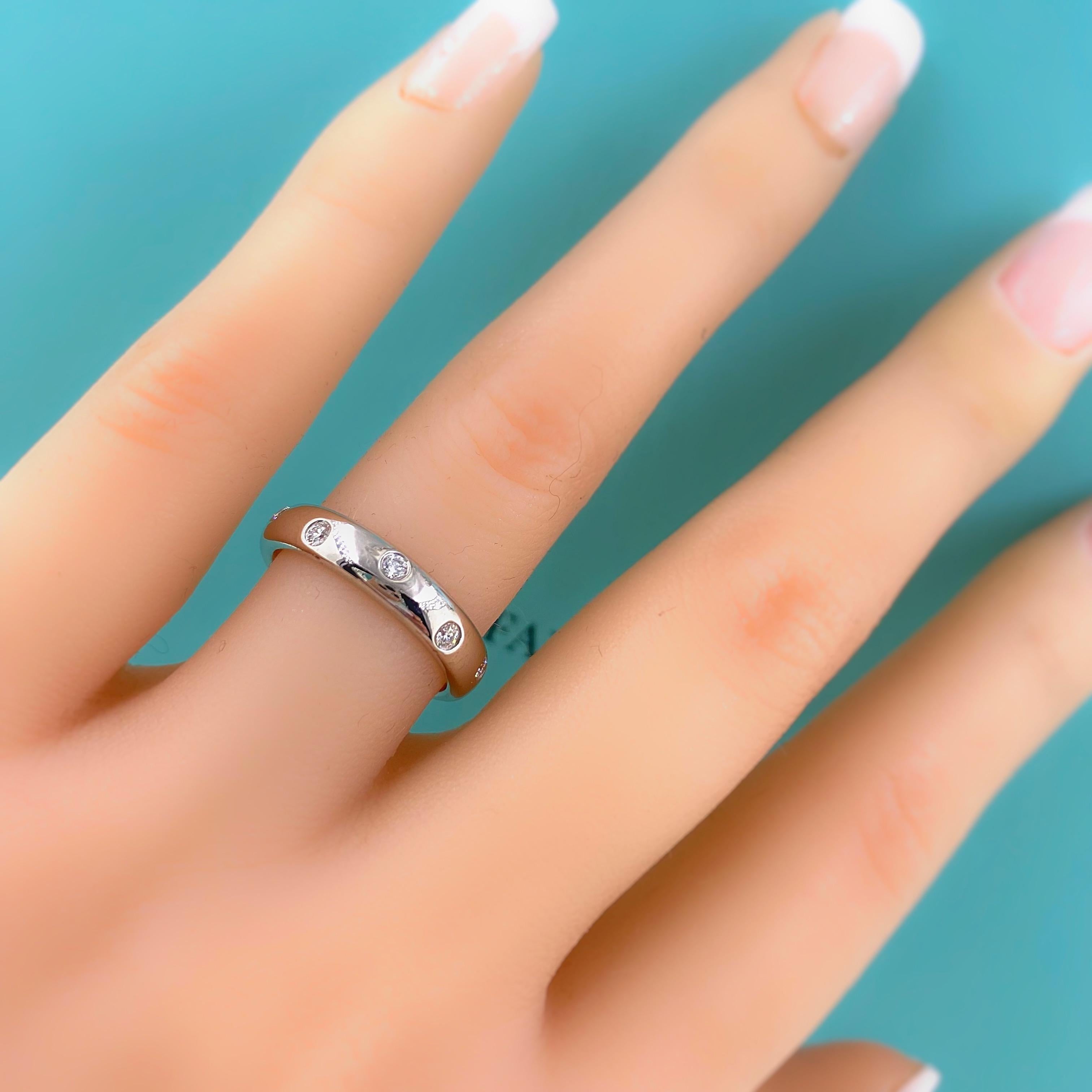 Authentic Tiffany & Co. Etoile Diamond Wedding Band Ring in Platinum 2