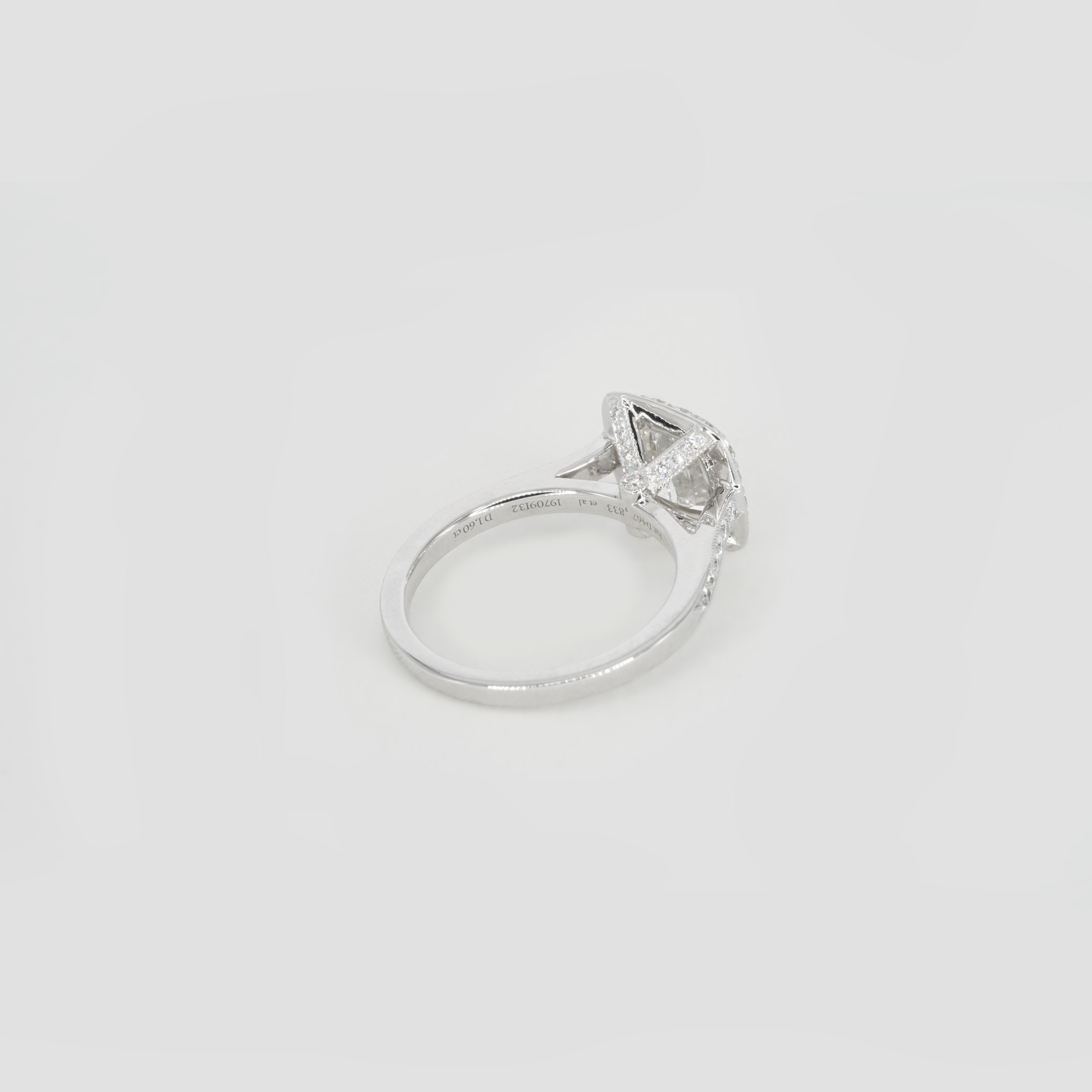 Authentic Tiffany & Co. Legacy 1.60 Carat Cushion Diamond Halo Engagement Ring In Excellent Condition In Chicago, IL
