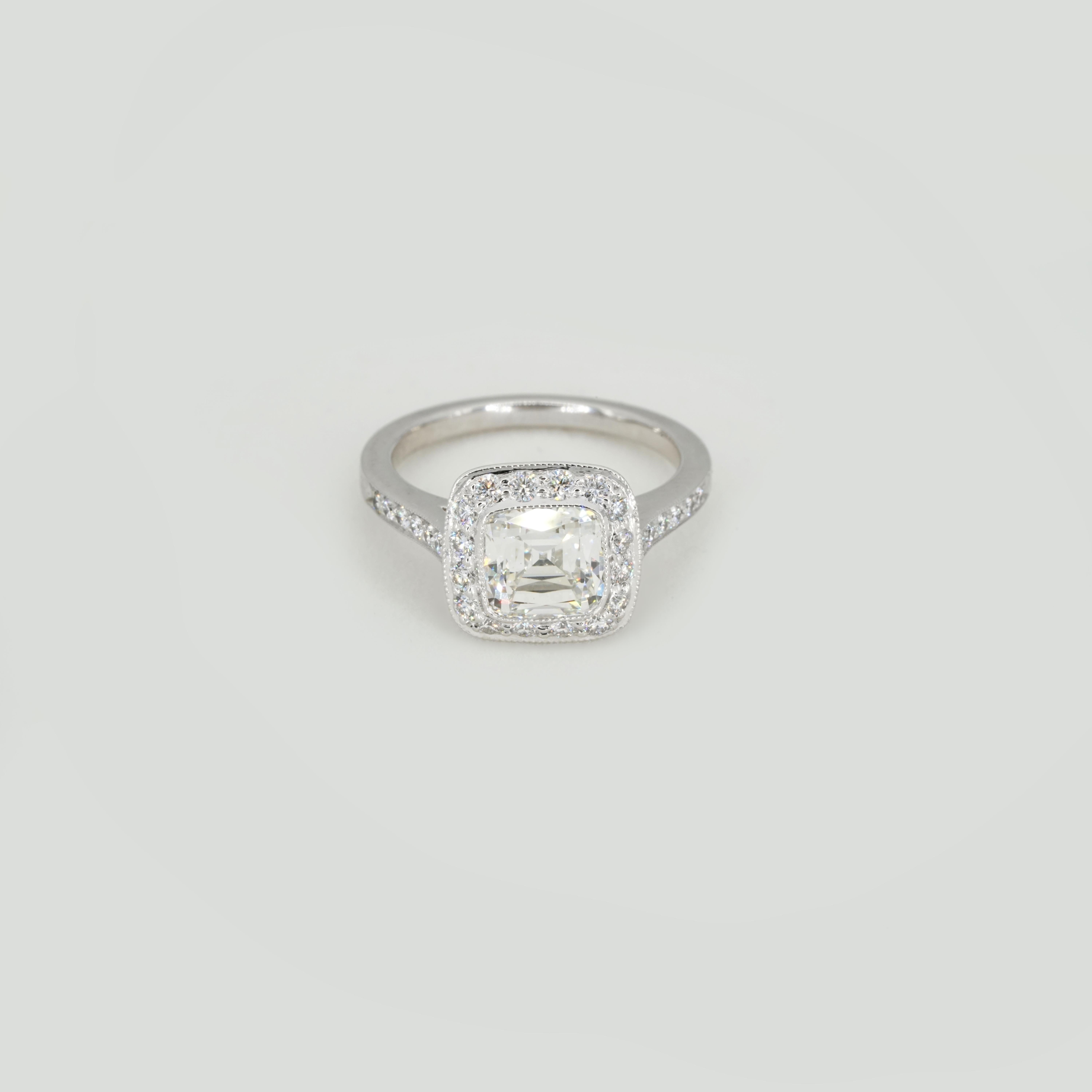 Authentic Tiffany & Co. Legacy 1.60 Carat Cushion Diamond Halo Engagement Ring 1