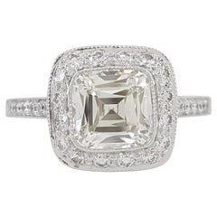 Authentic Tiffany & Co. Legacy 1.60 Carat Cushion Diamond Halo Engagement Ring