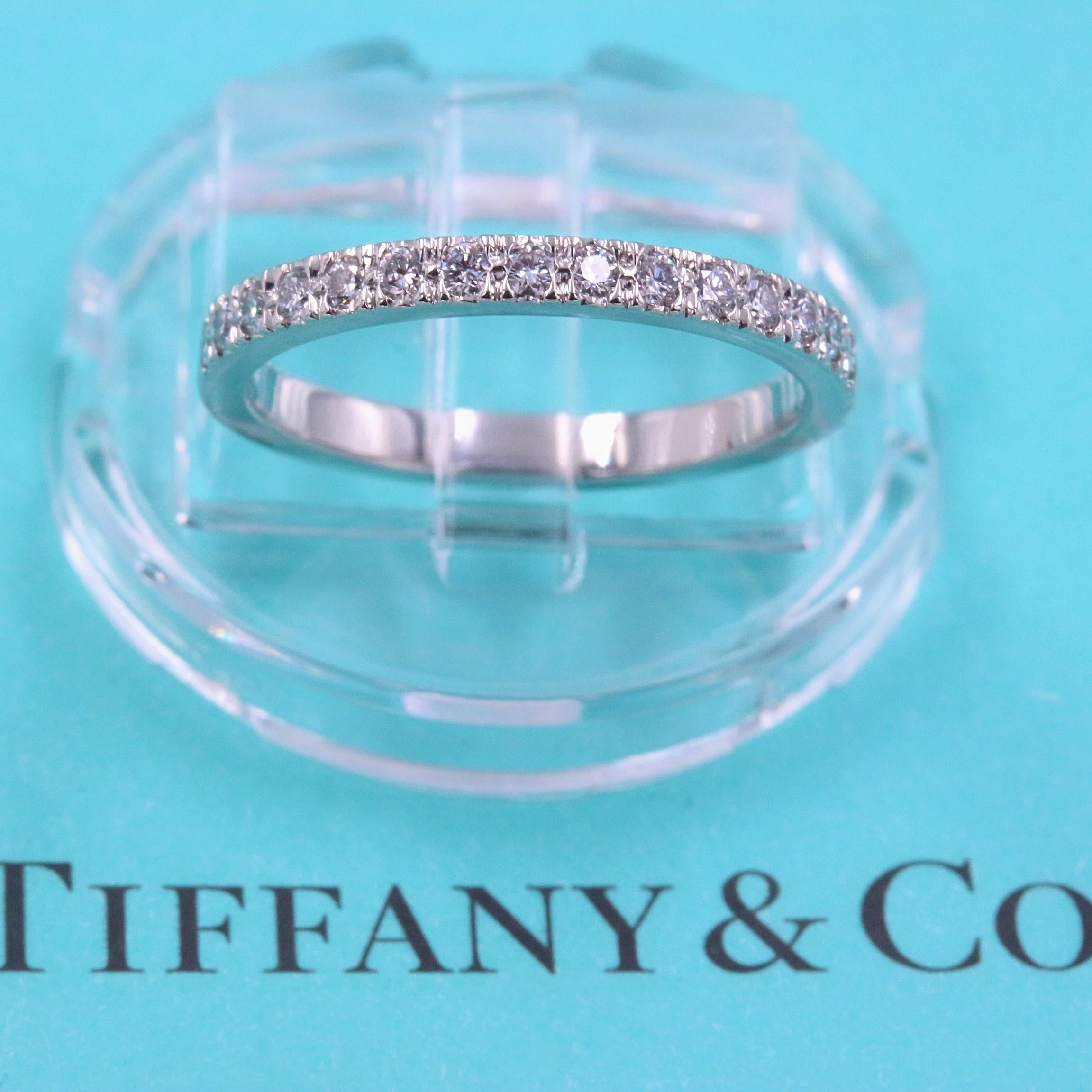 Women's Authentic Tiffany & Co. Novo Platinum Diamond Wedding Band Ring 0.23 Carat