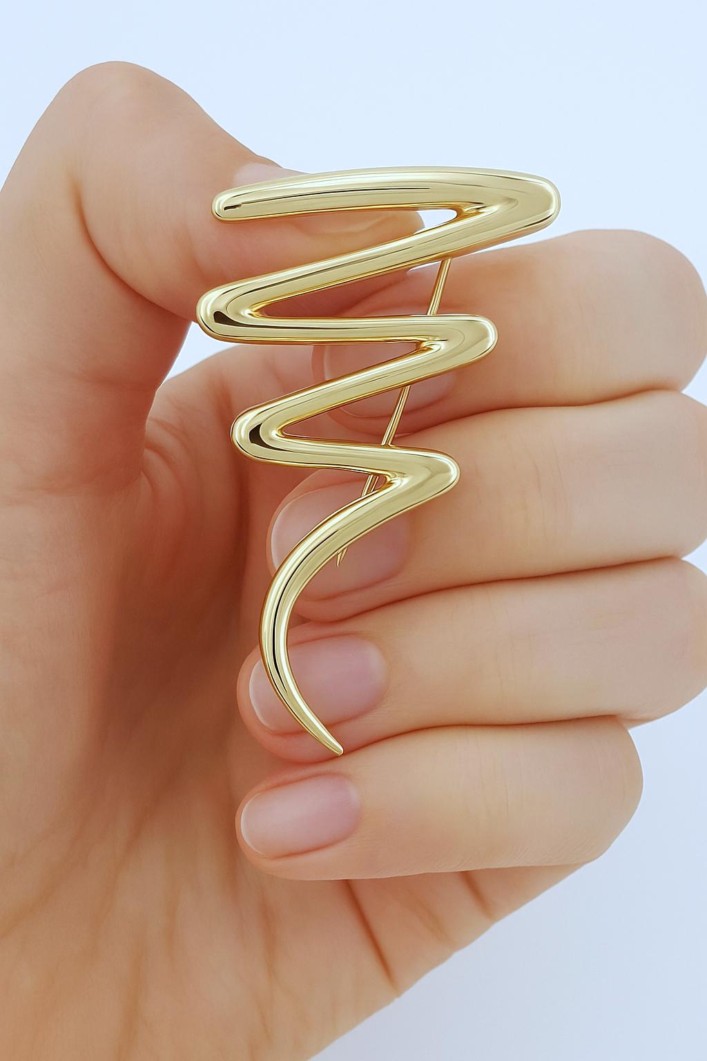 Auténtico Tiffany & Co. Broche Zig Zag Paloma Picasso de oro amarillo de 18 quilates en Excelente estado para la venta en Chicago, IL