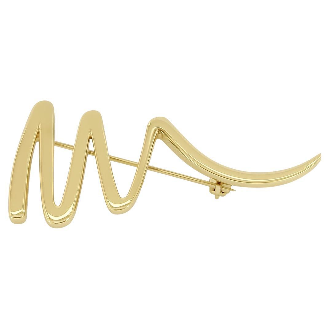 Authentic Tiffany & Co. Paloma Picasso 18K Yellow Gold Zig-Zag Brooch