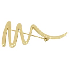 Authentic Tiffany & Co. Paloma Picasso 18K Yellow Gold Zig-Zag Brooch