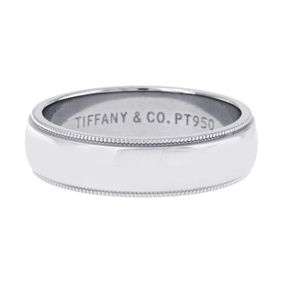 Authentic Tiffany and Co. Platinum 950 Milgrain Wedding Band Ring at