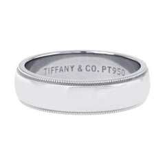 Authentique bague de mariage en platine 950 Milgrain de Tiffany & Co
