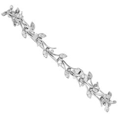 Vintage Authentic Tiffany & Co. Platinum Diamond Leaf Tennis Bracelet