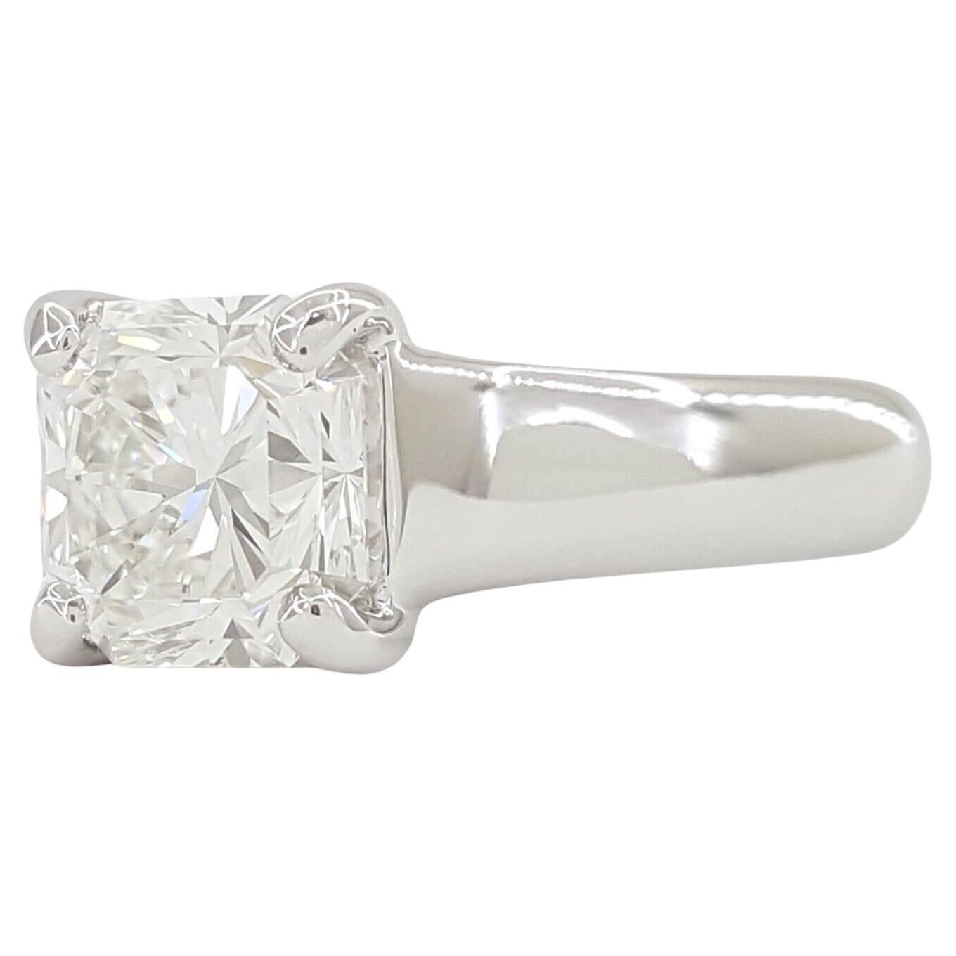 Radiant Cut Authentic Tiffany & Co. Platinum Lucida Square Brilliant Cut Diamond Ring For Sale